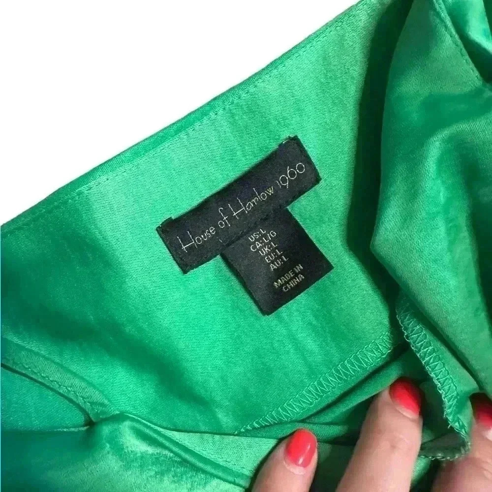 HOUSE OF HARLOW 1960 Square Neckline Long Green Dress Size L - Picture 5 of 6